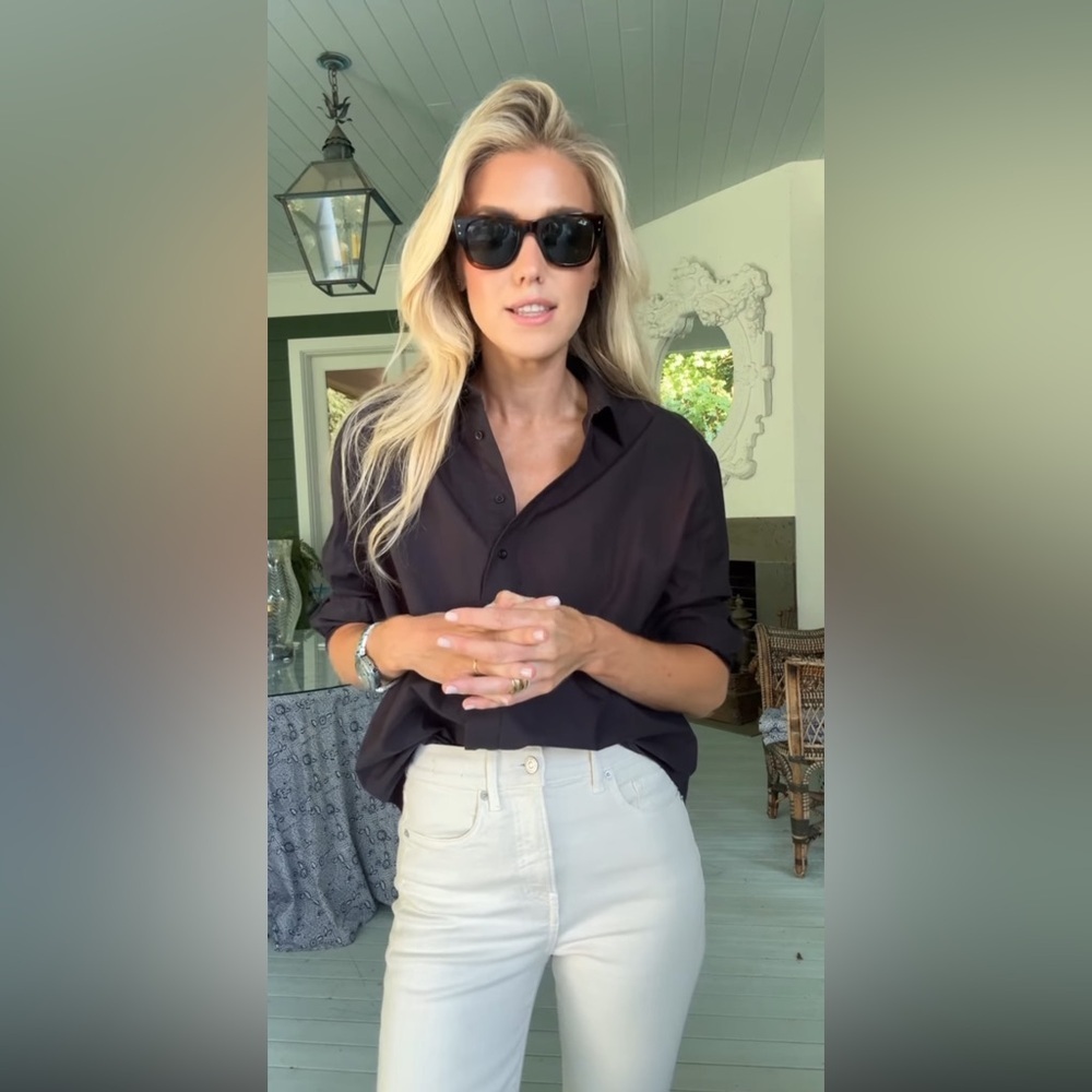 Julia Amory Carolyn Button Down Shirt in Coal Black Medium NWT - Picture 6 of 6